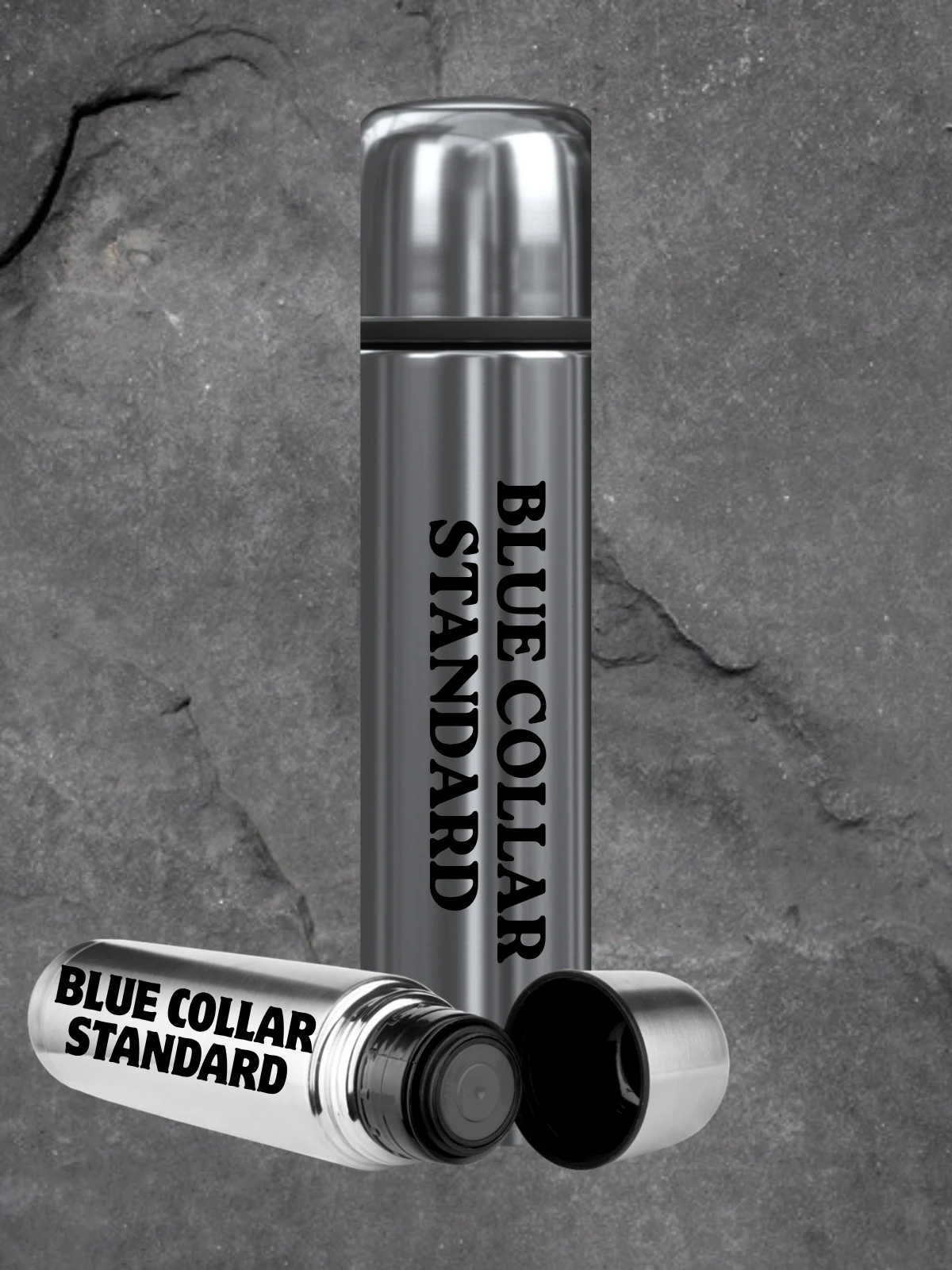 Blue Collar Standard insulated jobsite drinkware on industrial steel