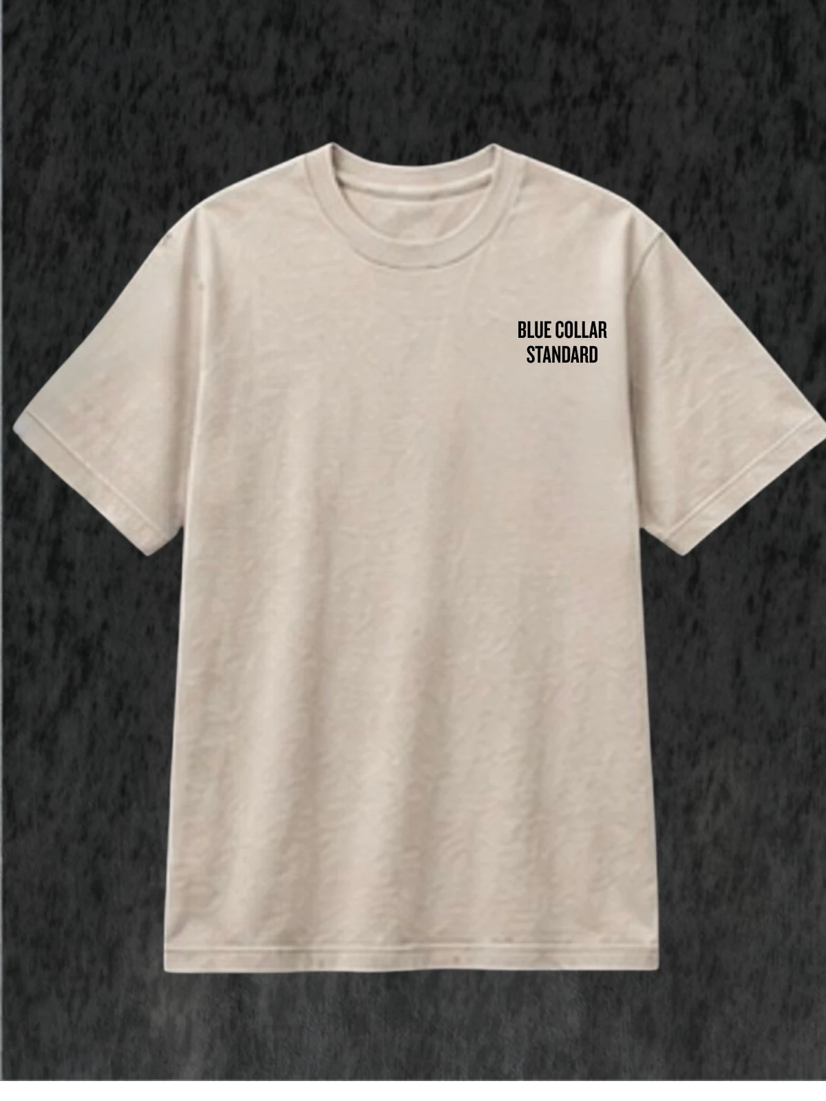 Blue Collar Standard heavyweight workwear tee folded on a workbench
