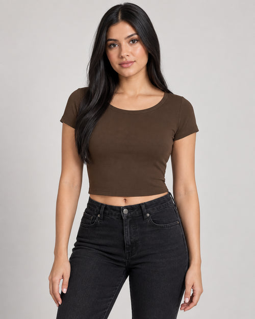Baseline Crop Tee — Scoop Neck