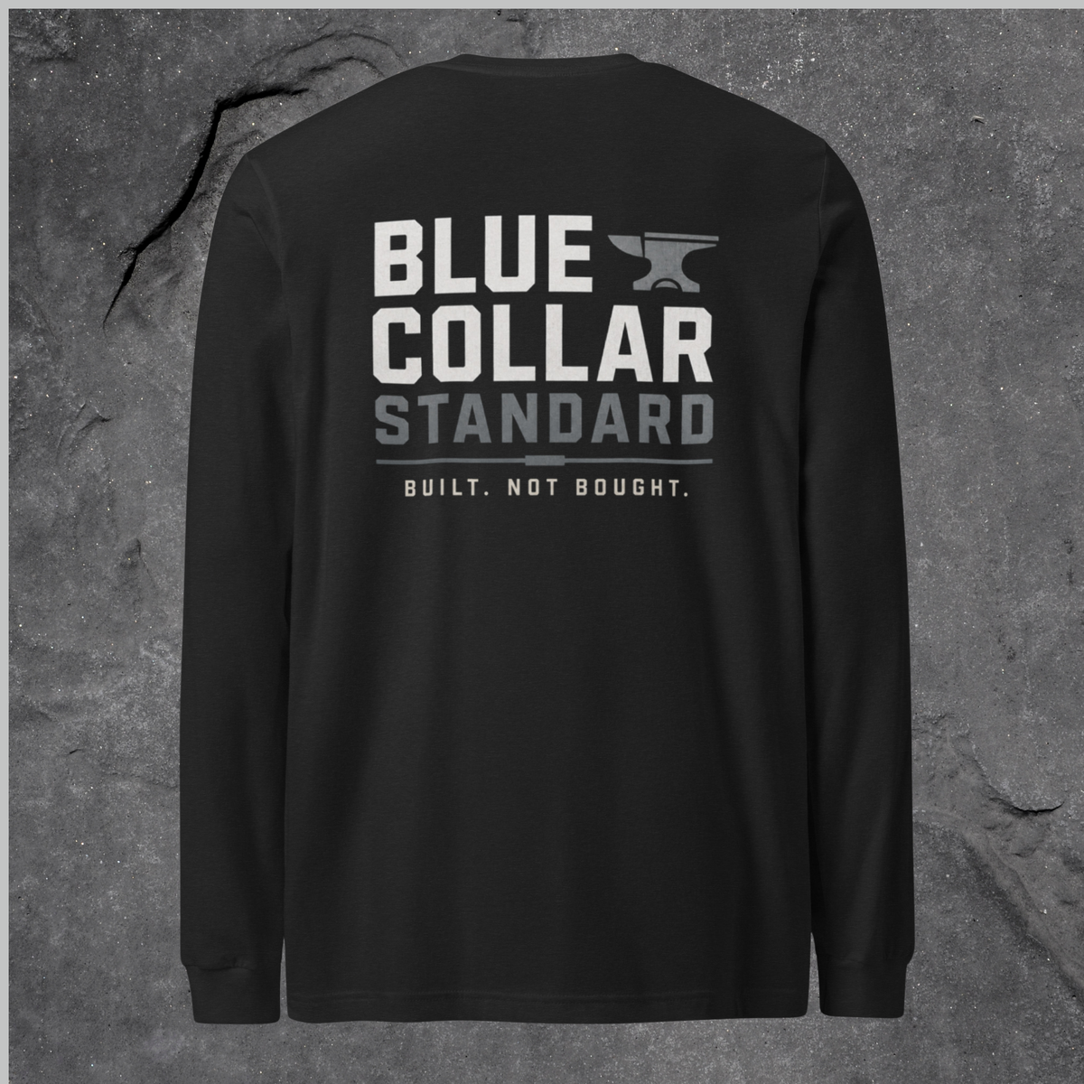 Blue Collar Standard Weekend Long Sleeve in Black — cuff and cover-stitched collar detail