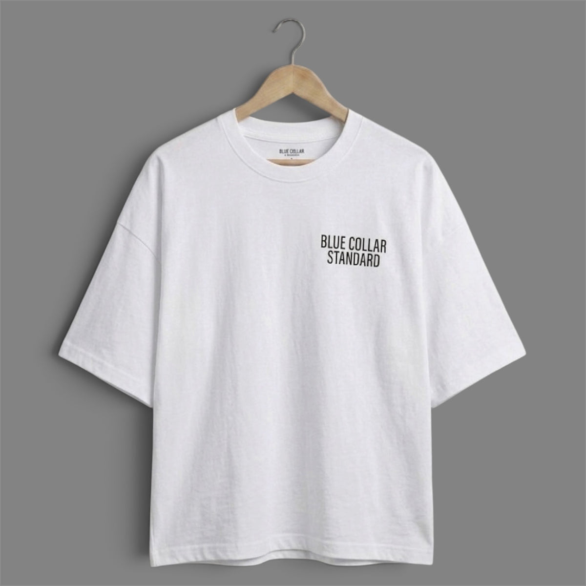 The First Shift Tee in Primer, front view — cropped, oversized boxy fit pigment-dyed cotton t-shirt