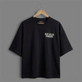 Foundation Tee in Asphalt black — front view of the boxy, dropped-shoulder silhouette by Blue Collar Standard