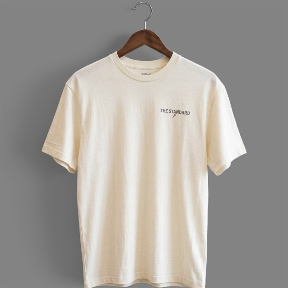 Bone Sledgehammer Graphic Tee, front view with small The Standard chest print