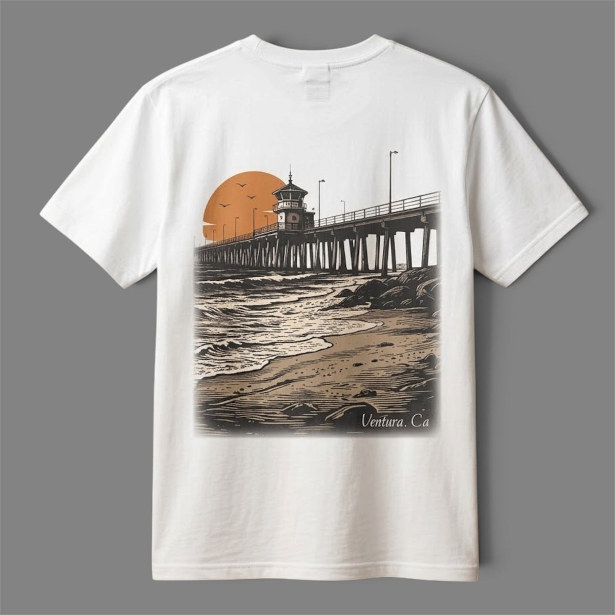Ventura Tee in White – front view with circular Blue Collar Standard chest logo