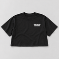 Black Standard Heavyweight Crop Tee, front view with white Blue Collar Standard chest logo