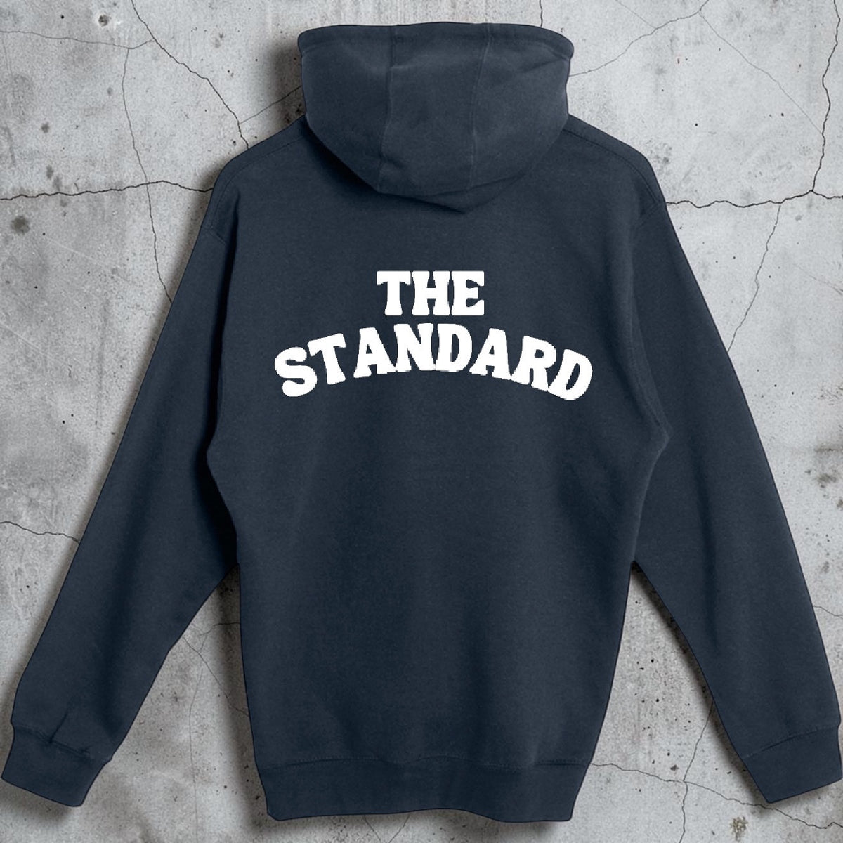 Blueprint Zip Hoodie in navy, full-length YKK zipper and fleece-lined hood, front view