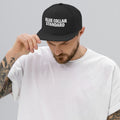 BCS structured flat bill snapback hat in black with green undervisor, front view