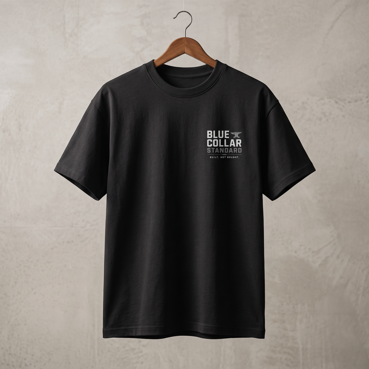 Blue Collar Standard Core Tee, flat lay, 7oz heavyweight cotton