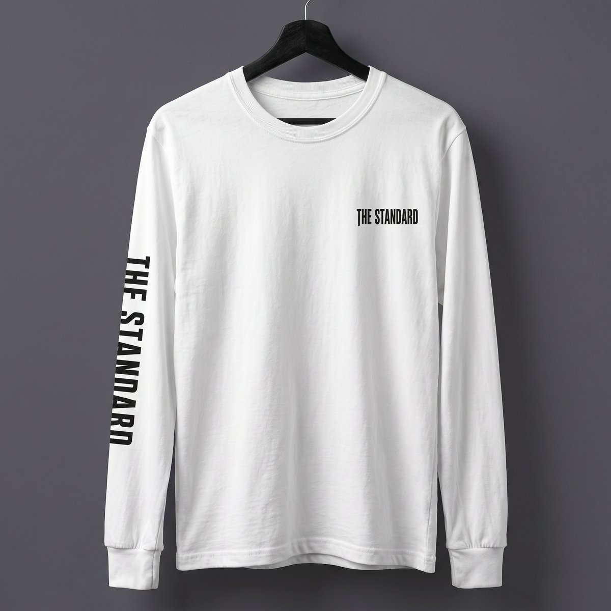 Blue Collar Standard Everyday Long Sleeve in White, ribbed cuff and collar detail